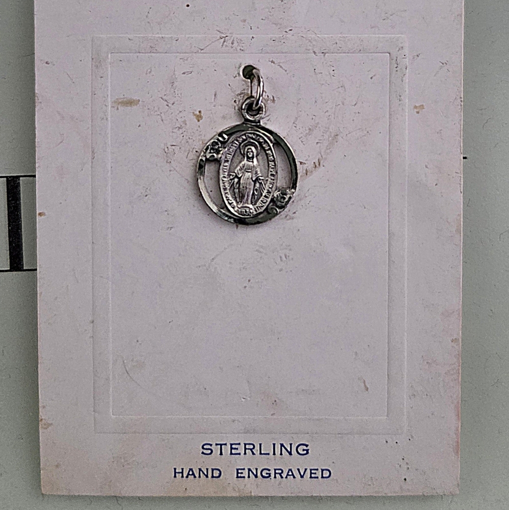 Antique Miraculous Medal .925 Silver Pendant